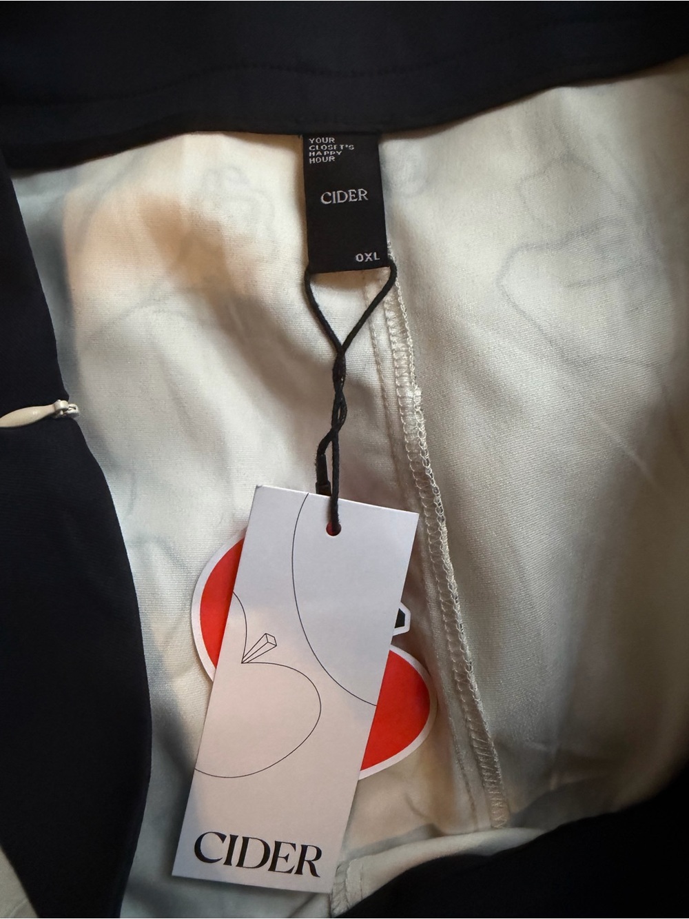 Ivory Floral Print Wide-Leg Pants with Black Waistband - Picture 3 of 4